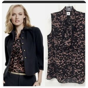 𝅺Cabi #3075 9 to 5 Pink Black Animal Print Sleeveless Top, Size Small